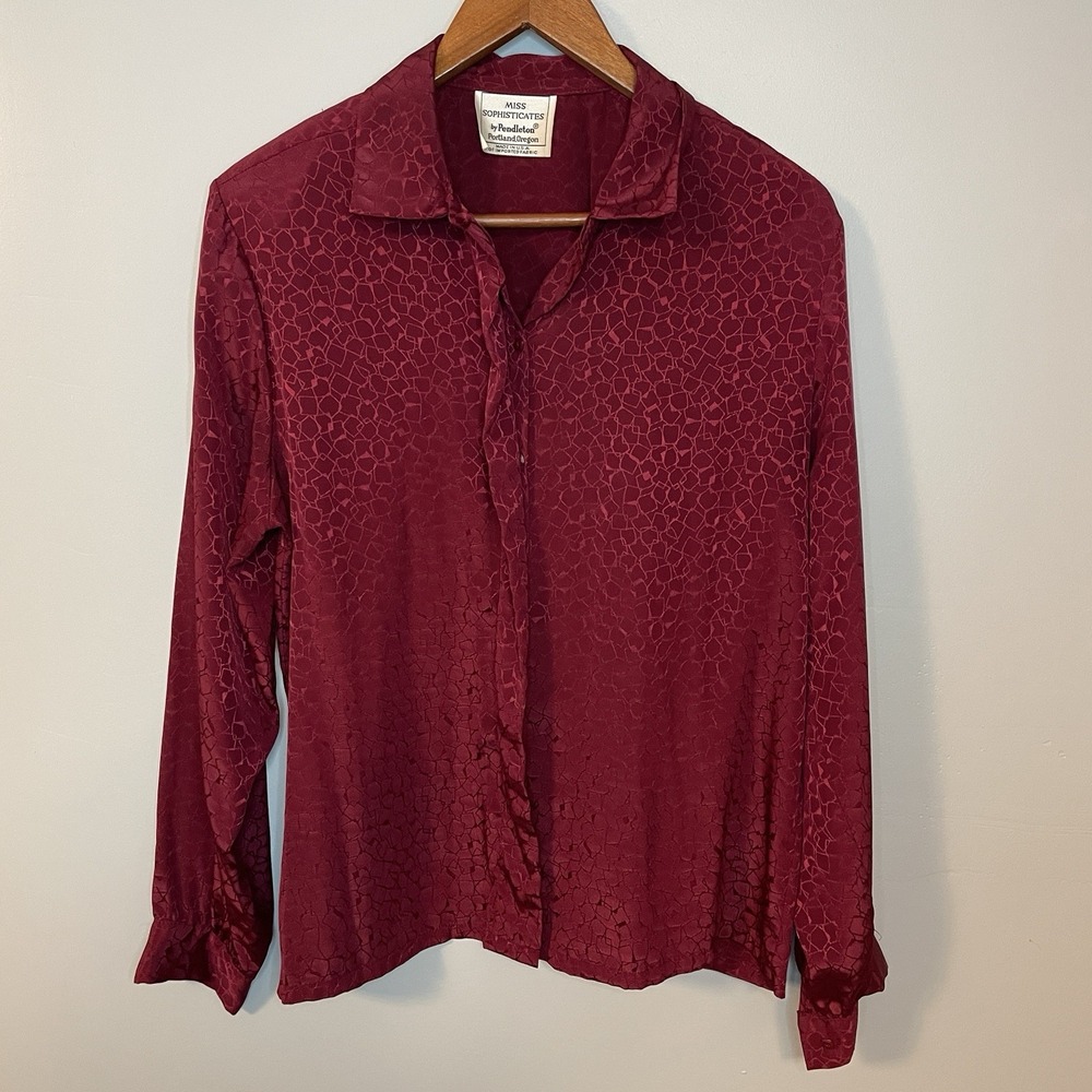 Vintage 80's Sophisticates by Pendleton Blouse Red Top Women's Size 12 Geometric